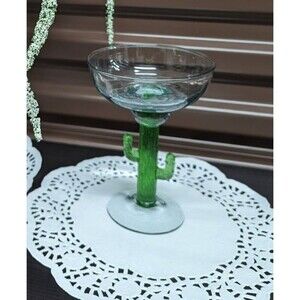 Set of 2 CACTUS stem margarita glasses‎